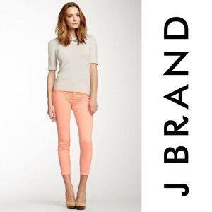 J BRAND Harper Skinny Jeans Womens 26 Orange Neon Coral $187 Designer Cropped